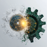 massive abstract gears interlocking by light sparks leftit rightbusiness